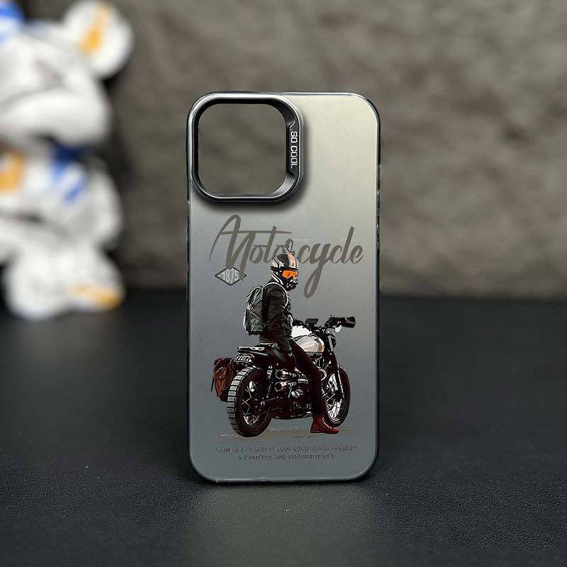 iPhone 15 Series Trendy Motorcycle Frosted Colored Anti-drop Case