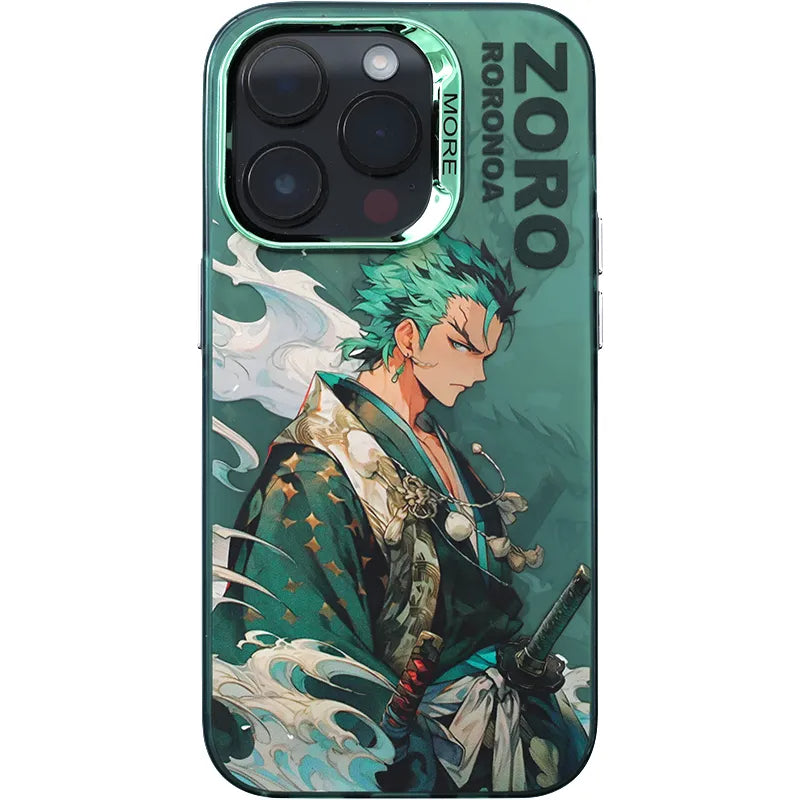 iPhone 15 Series One Piece Zoro Anime Case With Camera Bumper