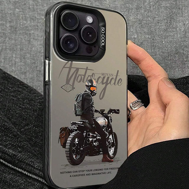 iPhone 15 Series Trendy Motorcycle Frosted Colored Anti-drop Case