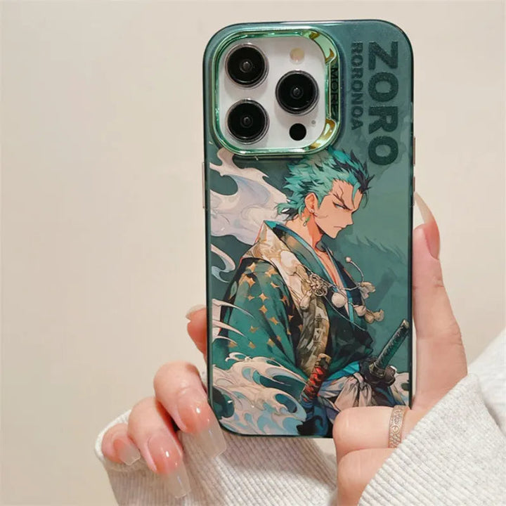 iPhone 15 Series One Piece Zoro Anime Case With Camera Bumper