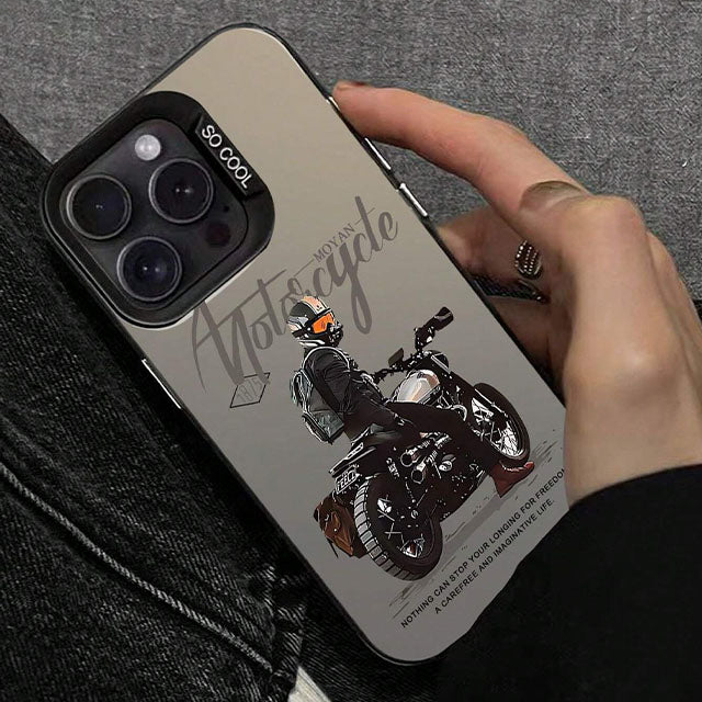 iPhone 15 Series Trendy Motorcycle Frosted Colored Anti-drop Case