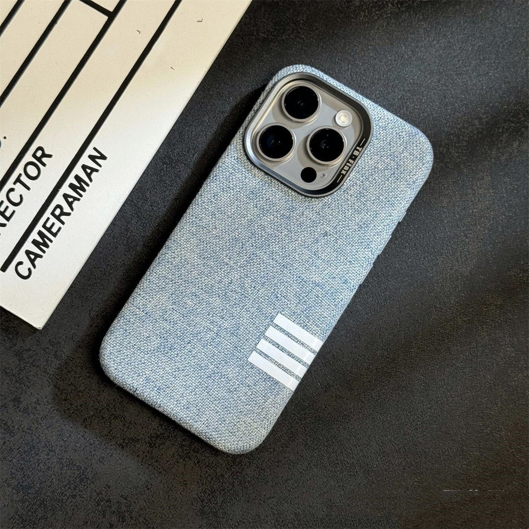 iPhone 15 Series Retro Linen Denim Design Magnetic Case