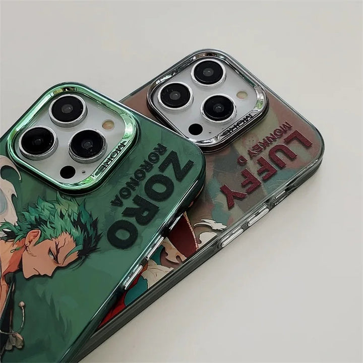iPhone 14 Series One Piece Zoro Anime Case With Camera Bumper