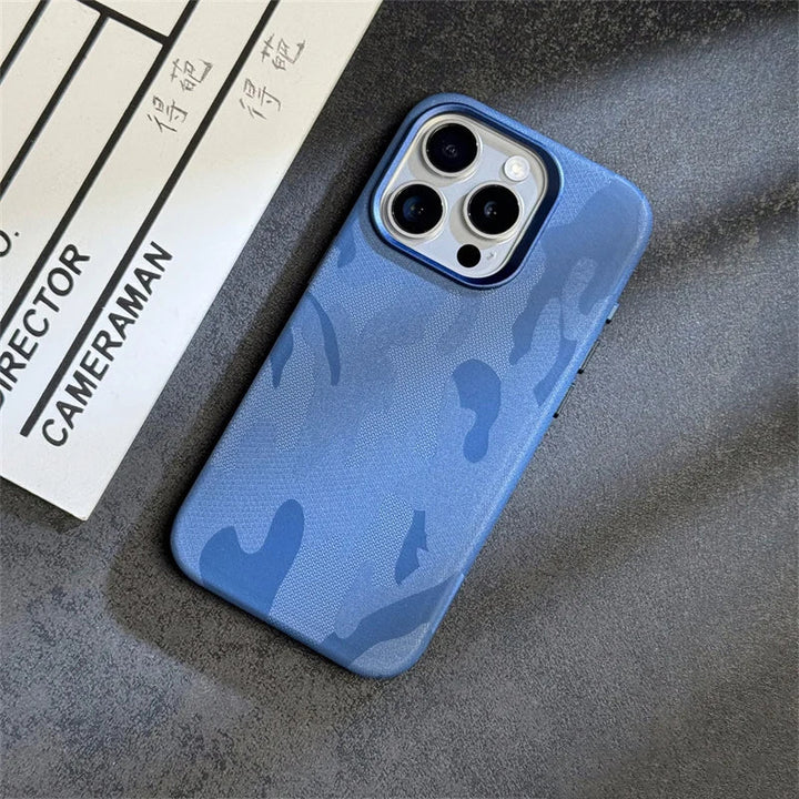 iPhone 13 Series Camouflage Magnetic Leather Case With Camera Bumper