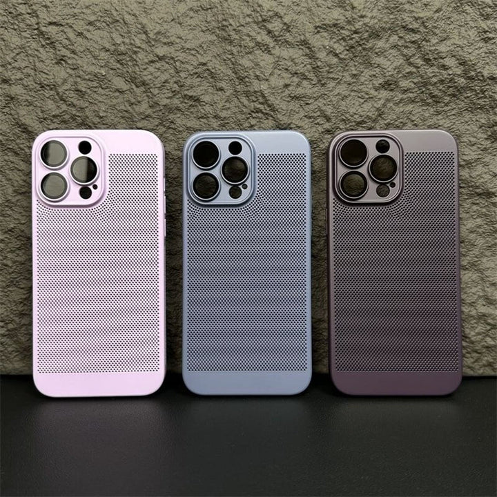 iPhone 15 Series Ultra Thin Mesh Heat Dissipation Cooling Breathable Case With Camera Protection