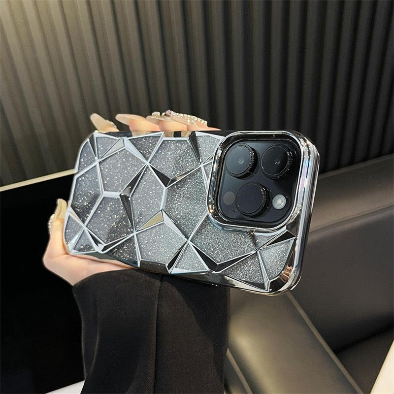 iPhone Series Electroplated Geometric Gradient Bling Case