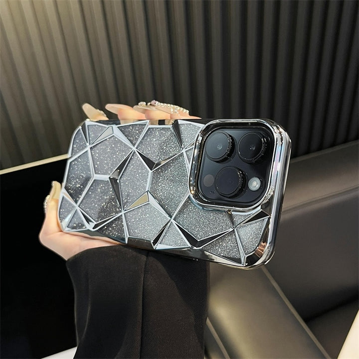 iPhone 15 Series Electroplated Geometric Gradient Bling Case