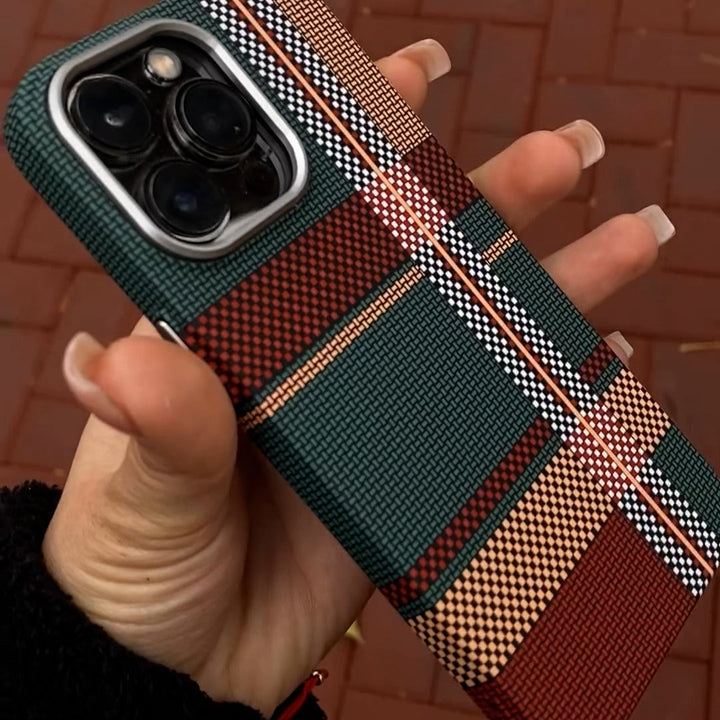 iPhone 15 Series Mixneer Warm Flannel Plaid Cloth iPhone Case