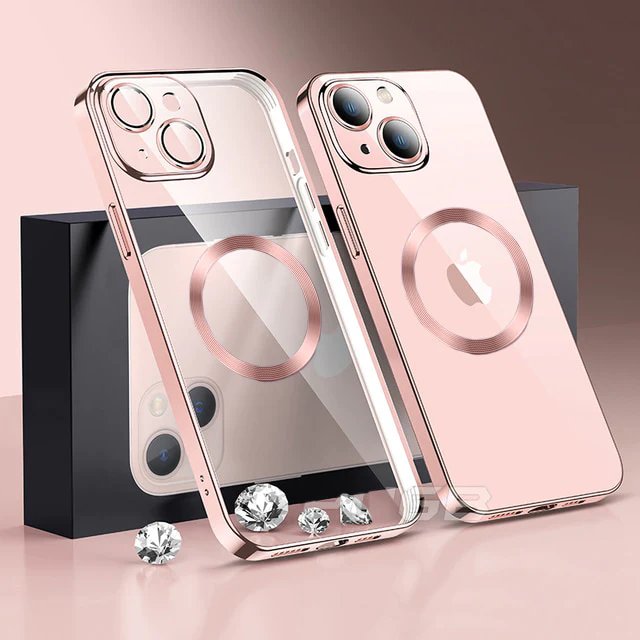 iPhone 13 Series Slim Metal Lock case with Magsafe and Camera Lens Protector