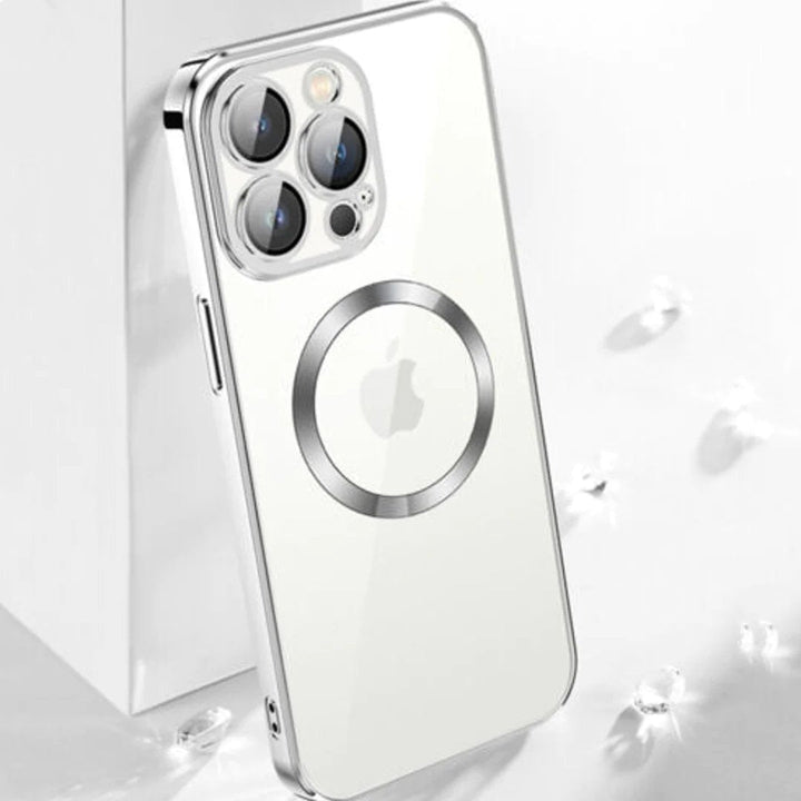 iPhone 14 Series Slim Metal Lock case with Magsafe and Camera Lens Protector