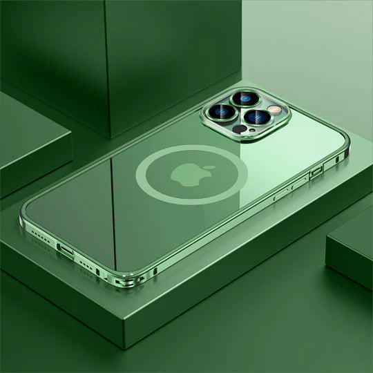 iPhone 13 Series Slim Metal Lock case with Magsafe and Camera Lens Protector