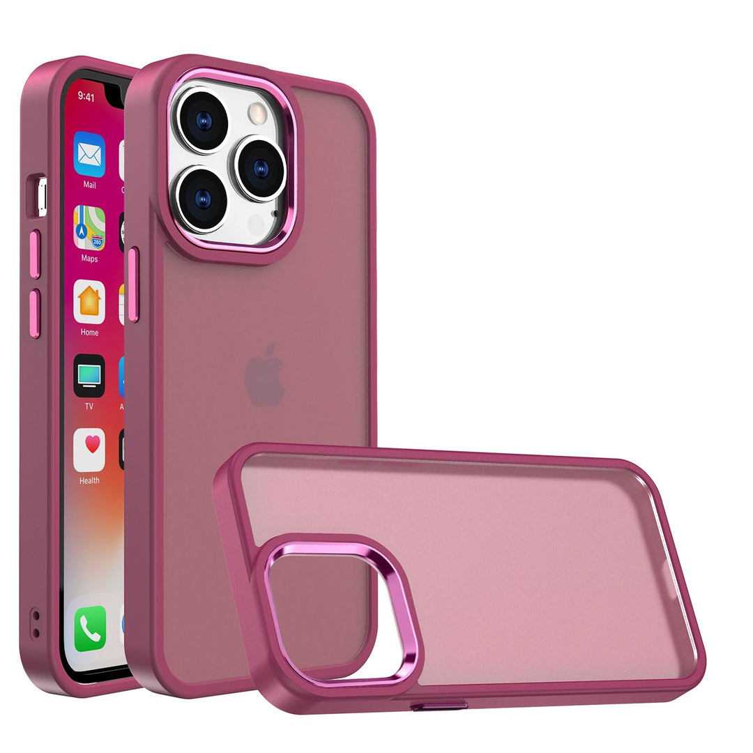 iPhone 12 Series Luxury Matte Case With Coloured Lens Protector