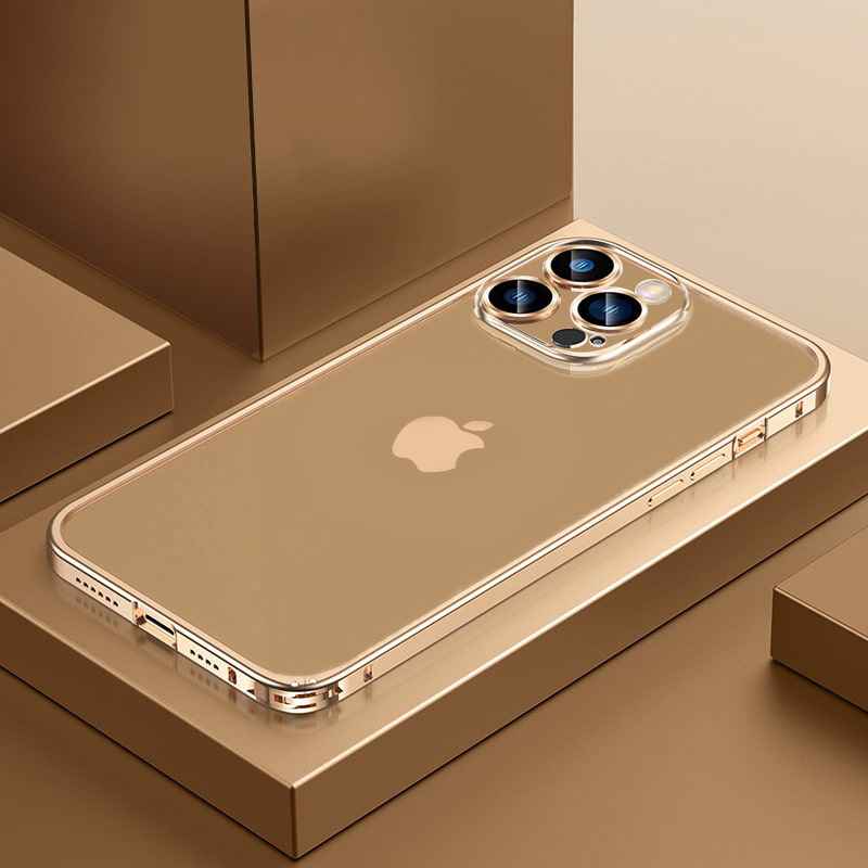 iPhone 13 Series Slim Metal Lock case with Camera Lens Protector
