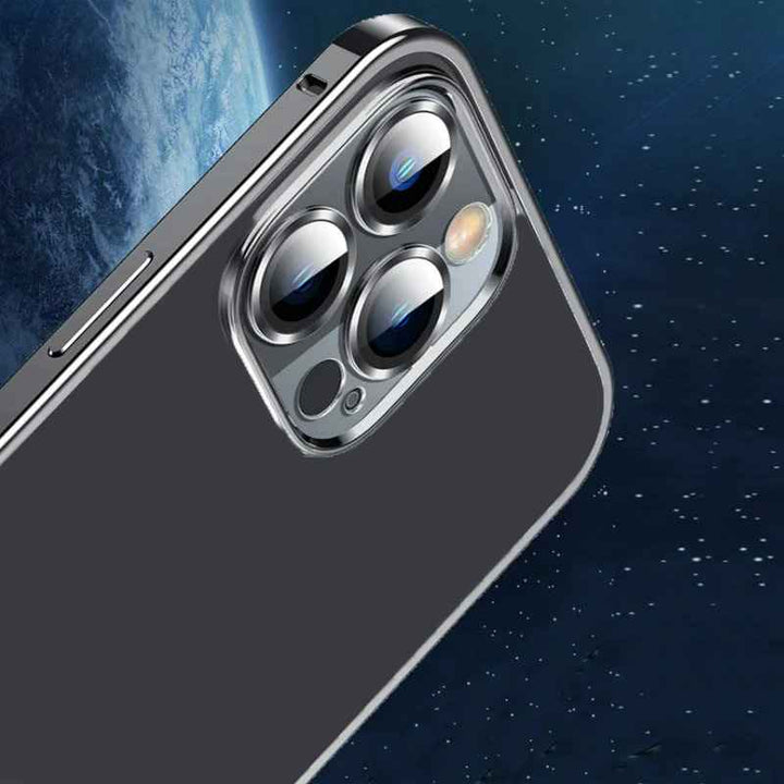 iPhone 14 Series Slim Metal Lock case with Camera Lens Protector