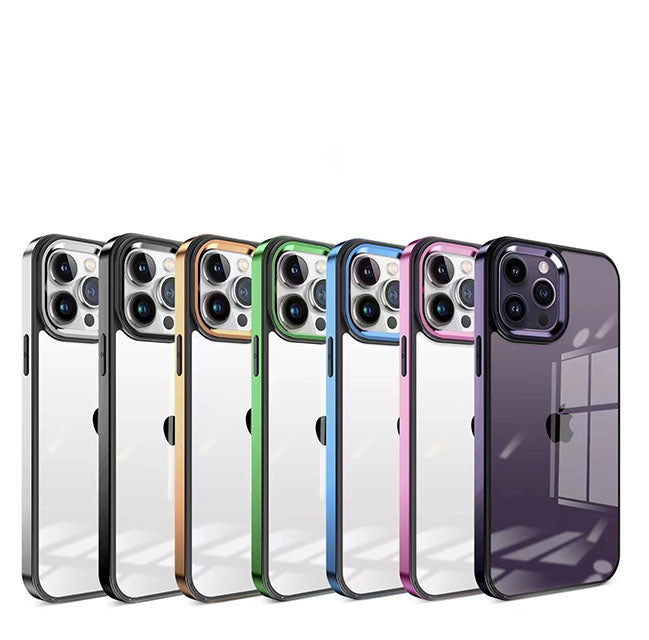 iPhone 13 Series Square Plating Color Frame Clear Case With Camera Bumper