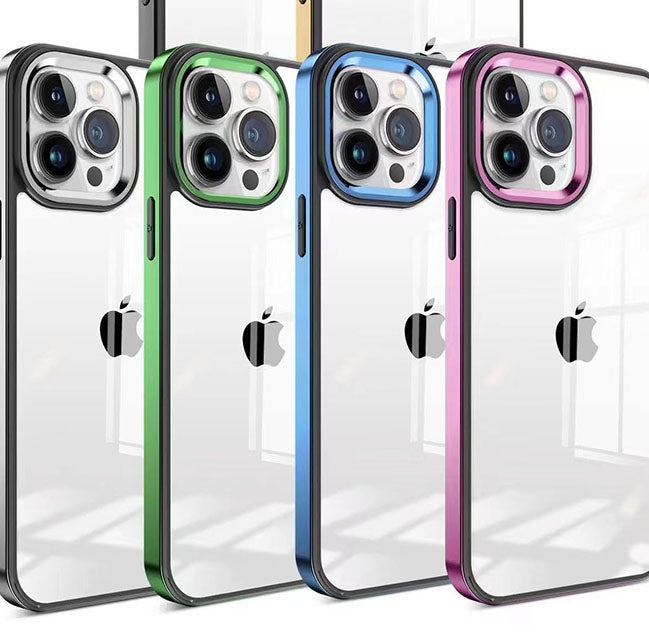 iPhone 11 Series Square Plating Color Frame Clear Case With Camera Bumper