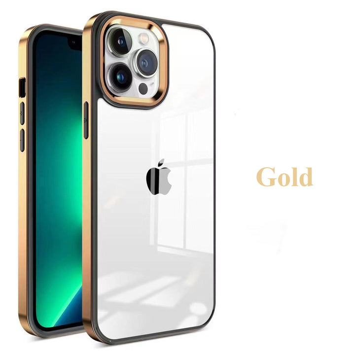 iPhone 12 Series Square Plating Color Frame Clear Case With Camera Bumper