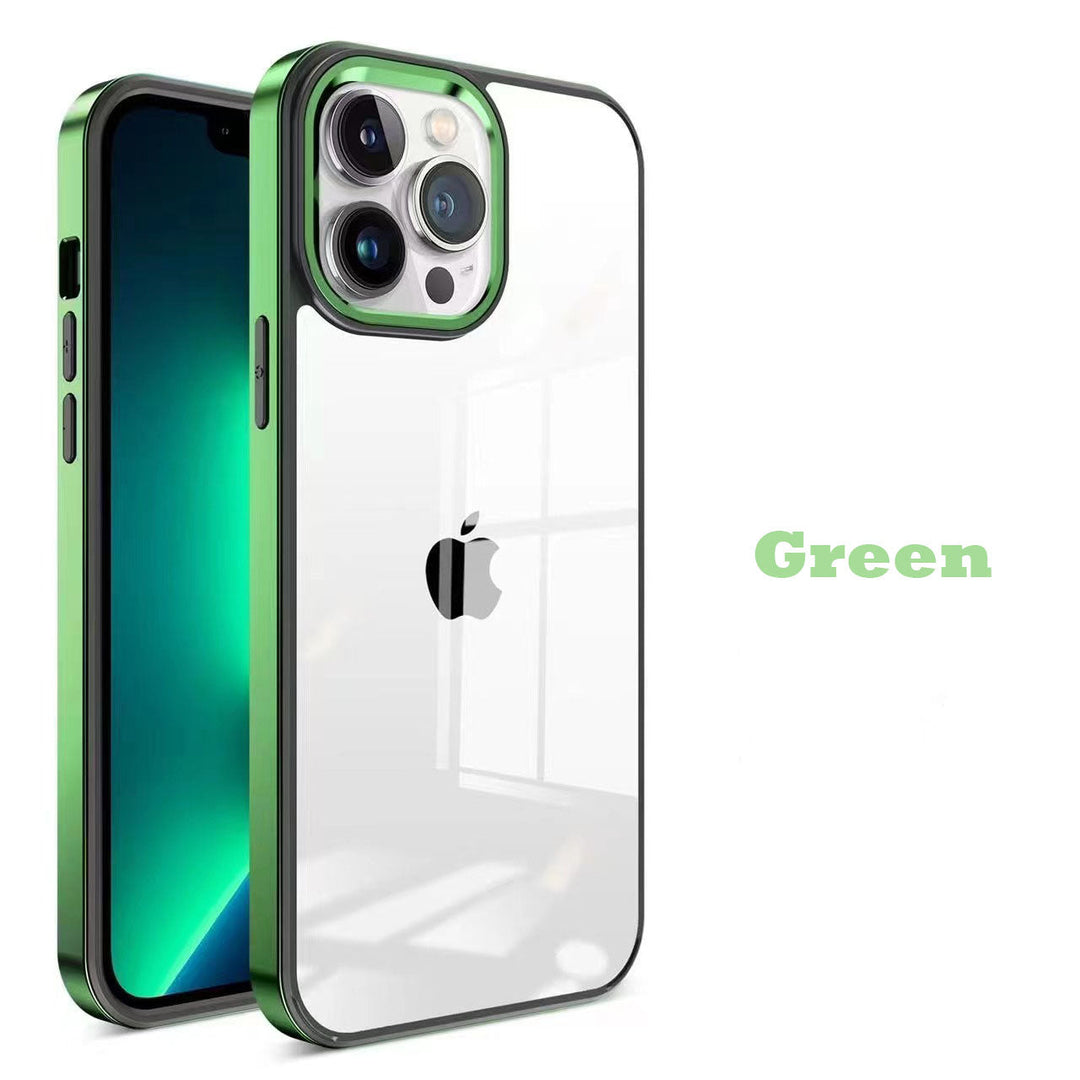 iPhone 11 Series Square Plating Color Frame Clear Case With Camera Bumper