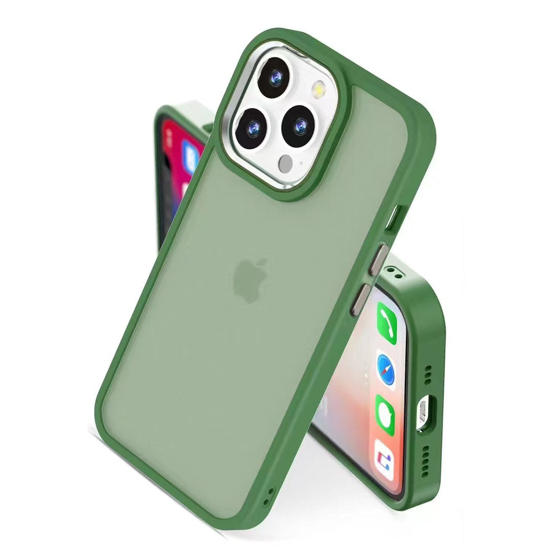 iPhone 14 Series Luxury Matte Case With Coloured Lens Protector