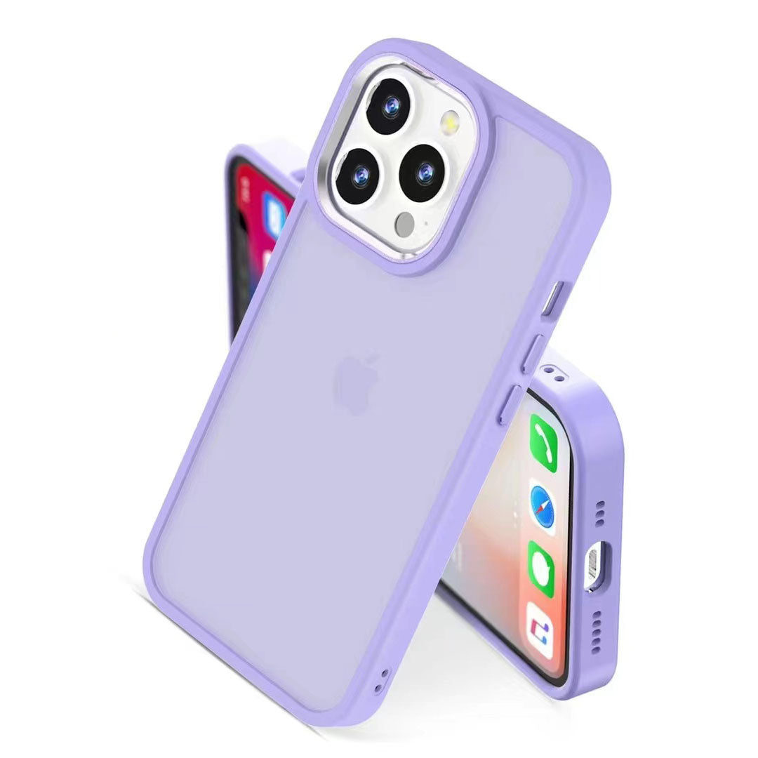 iPhone 14 Series Luxury Matte Case With Coloured Lens Protector