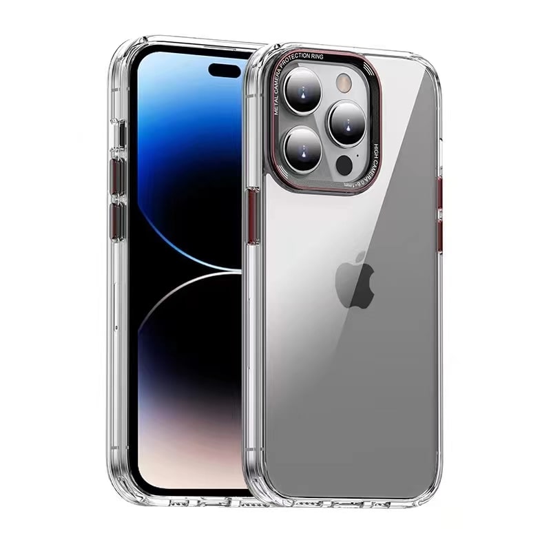 iPhone 14 Series Transparent Acrylic New Design case With Colored Border And Camera Bumper