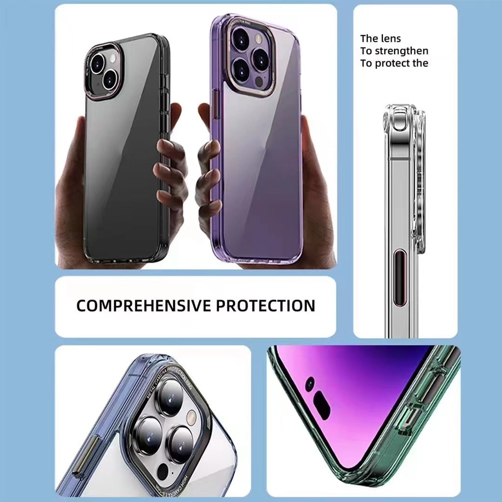 iPhone Series Transparent Acrylic New Design case With Colored Border And Camera Bumper